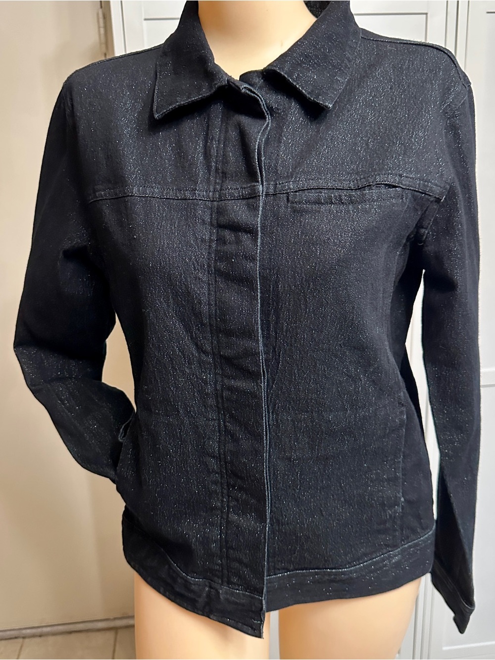 Blanc Noir Women's Black stretch Denim Jacket 36" Bust